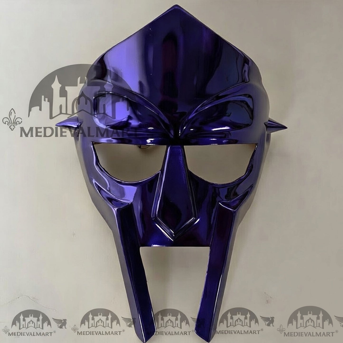 MEDIEVALMART MF DOOM Mask Mad-villain Blue Finish Steel Face Armor