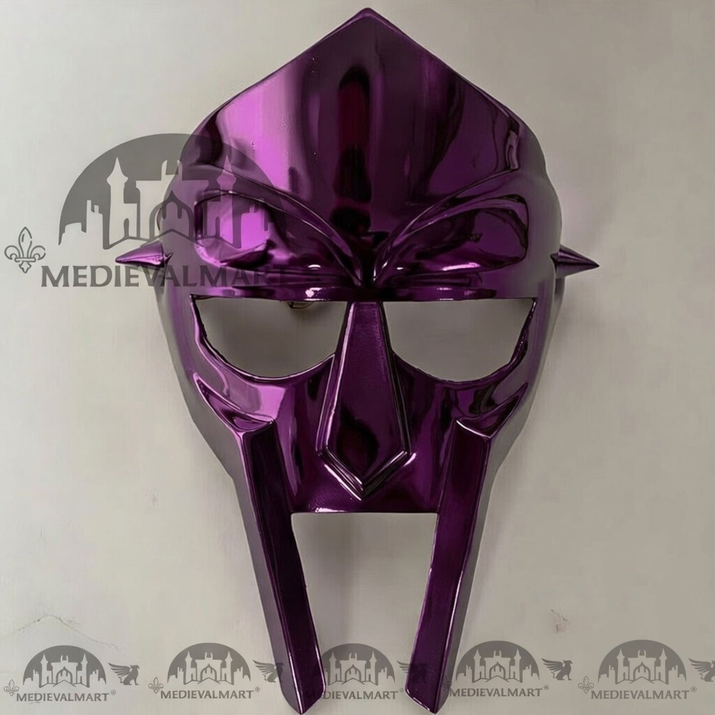 MEDIEVALMART MF DOOM Mask Mad-villain Purple Finish Steel Face Armor
