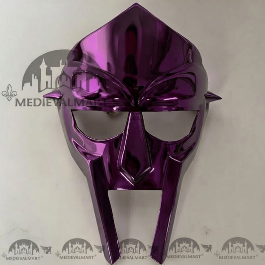 MEDIEVALMART MF DOOM Mask Mad-villain Purple Finish Steel Face Armor