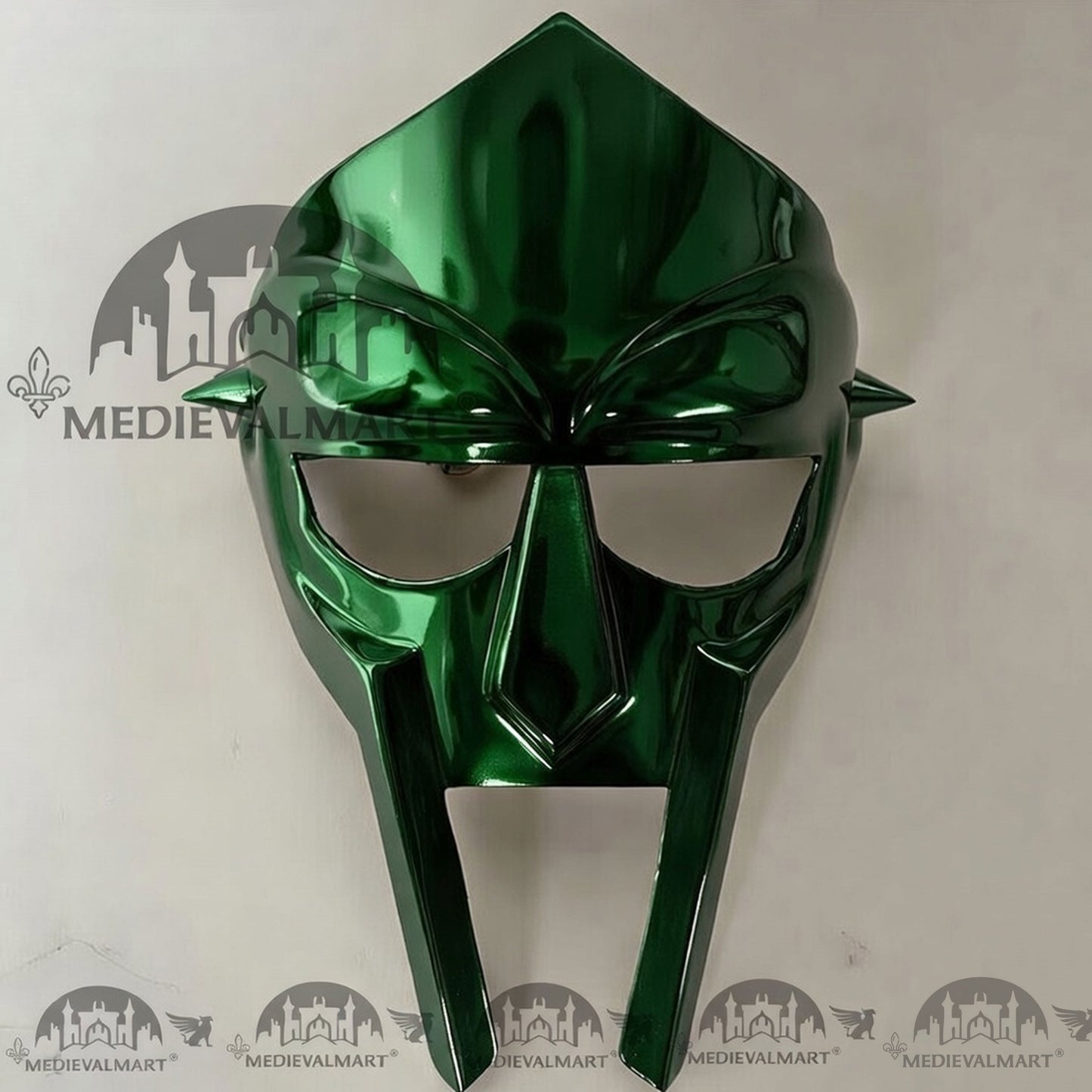 MEDIEVALMART MF DOOM Mask Mad-villain Green Finish Steel Face Armor