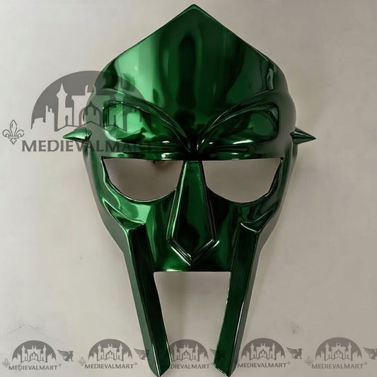 MEDIEVALMART MF DOOM Mask Mad-villain Green Finish Steel Face Armor
