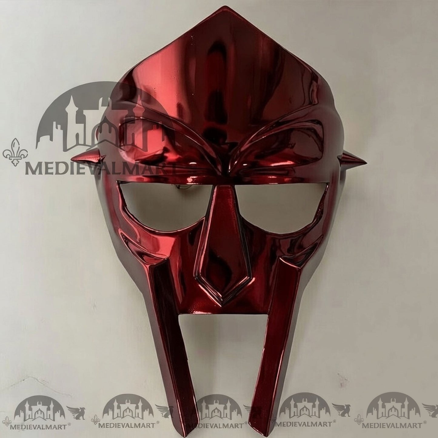 MEDIEVALMART MF DOOM Mask Mad-villain Red Finish Steel Face Armor