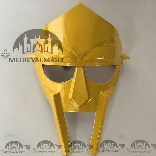 MEDIEVALMART MF DOOM Mask Mad-villain Yellow Finish Steel Face Armor