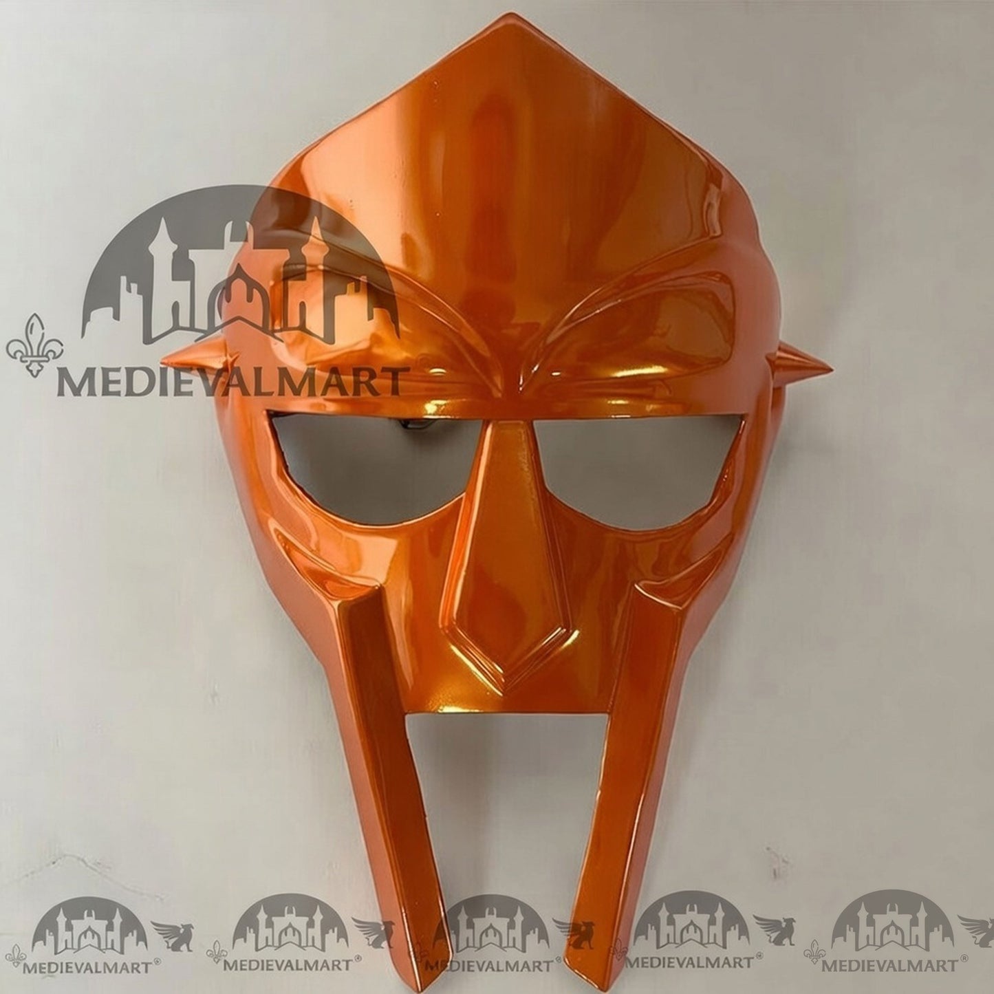 MEDIEVALMART MF DOOM Mask Mad-villain Orange Finish Steel Face Armor