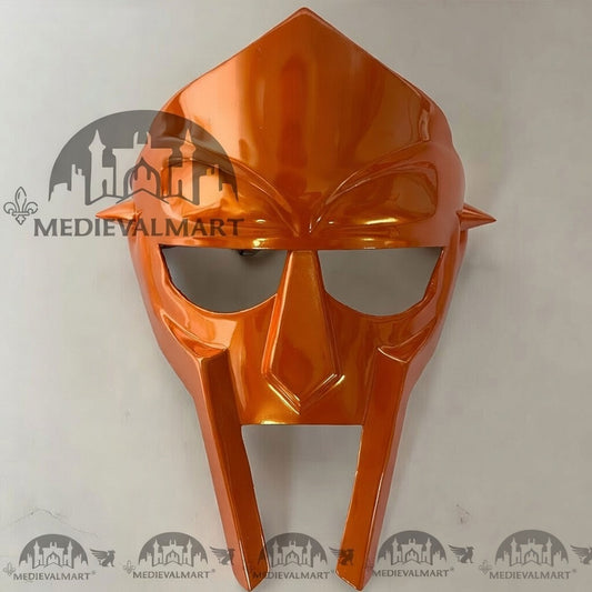 MEDIEVALMART MF DOOM Mask Mad-villain Orange Finish Steel Face Armor