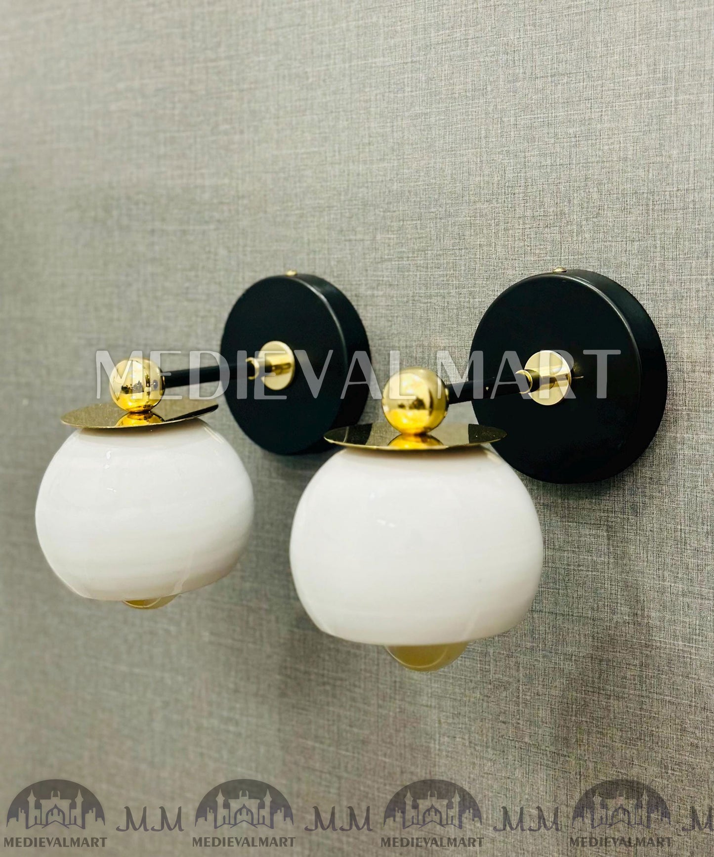 MEDIEVALMART Handmade Mid Century Modern Brass Wall Sconce: Customizable Lighting