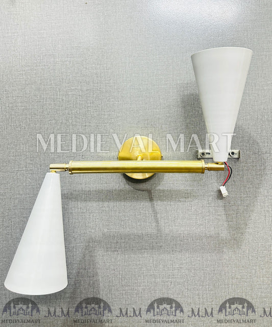 MEDIEVALMART Handmade Custom Brass Vanity Light: Mid-Century Modern Bathroom Sconce