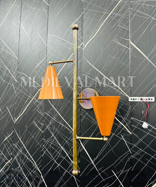 MEDIEVALMART Handcrafted Brass 2-Light Wall Sconce: Modern Wall Decor