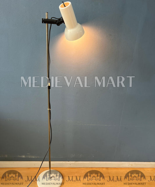 MEDIEVALMART Vintage Italian Small White Mid Century Floor Lamp
