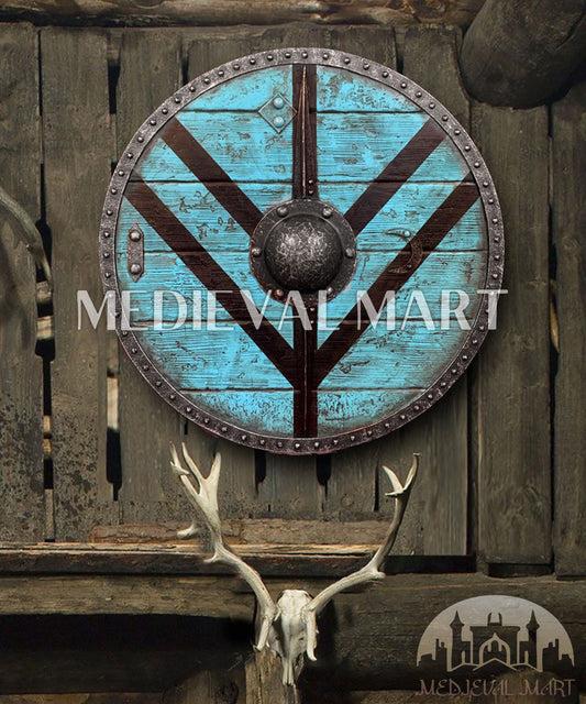 MEDIEVALMART Legendary Viking's Lagertha “Saxo Grammaticus” Battleworn Iconic Viking Wooden Shield | Gifts For Dad