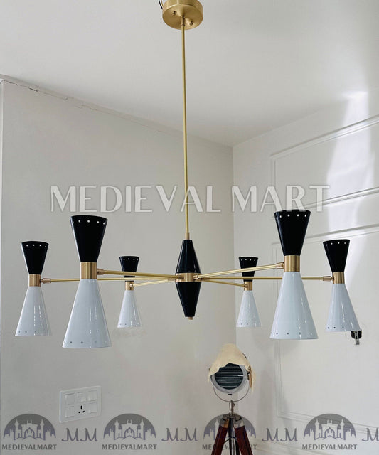 MEDIEVALMART Italian Handcrafted Brass Sputnik Chandelier Modern Stilnovo Light Fixture