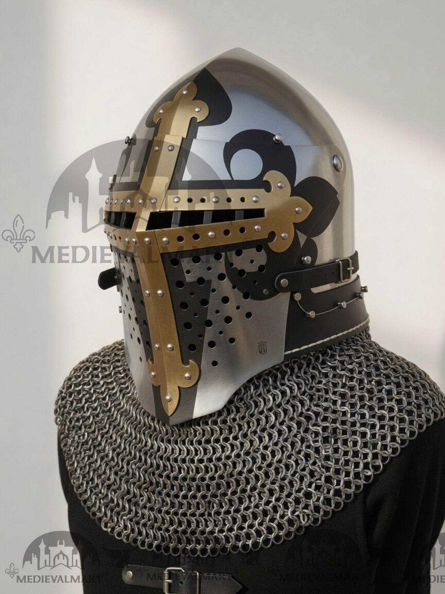 MEDIEVALMART 4th-Century Alexander “Monarch” Edition ROA Helmet W/H Golden Cross