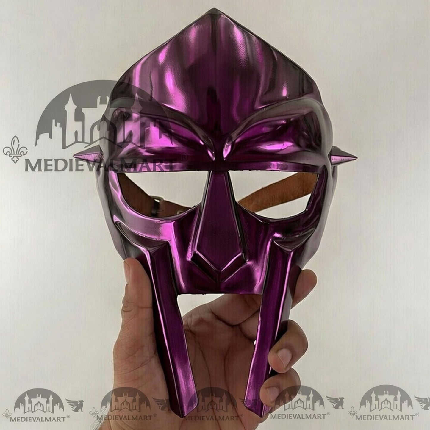 MEDIEVALMART MF DOOM Mask Mad-villain Purple Finish Steel Face Armor