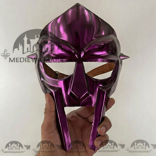 MEDIEVALMART MF DOOM Mask Mad-villain Purple Finish Steel Face Armor