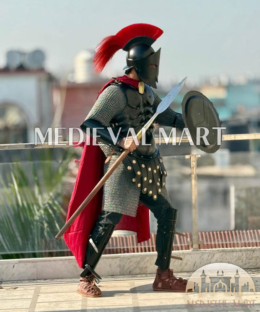 MEDIEVALMART Medieval Black Knight Steel Greek 300 Spartan King Leonidas Full Costume