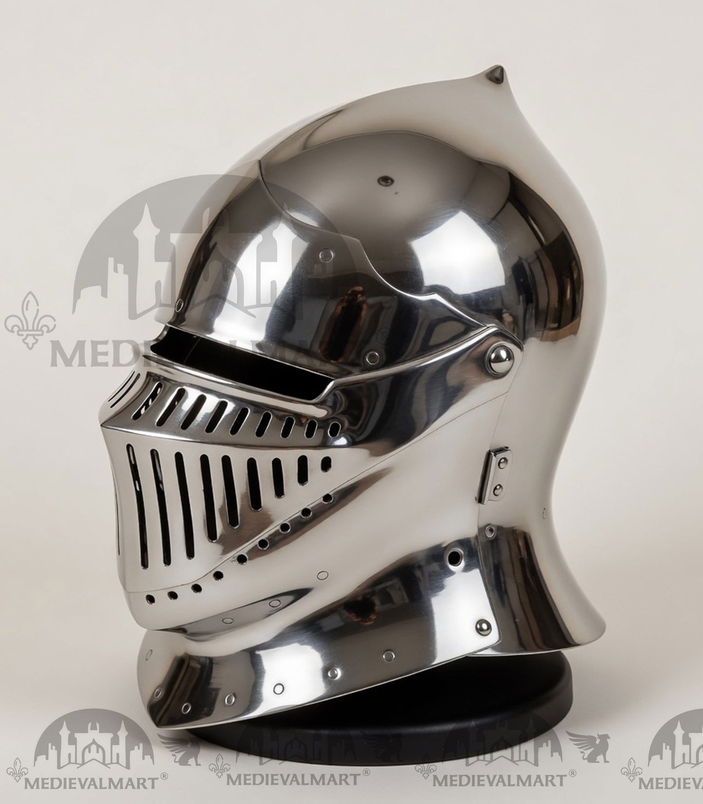 MEDIEVALMART 13th-Century Medieval European Mild Steel knight Closed "Griffon" Helmet