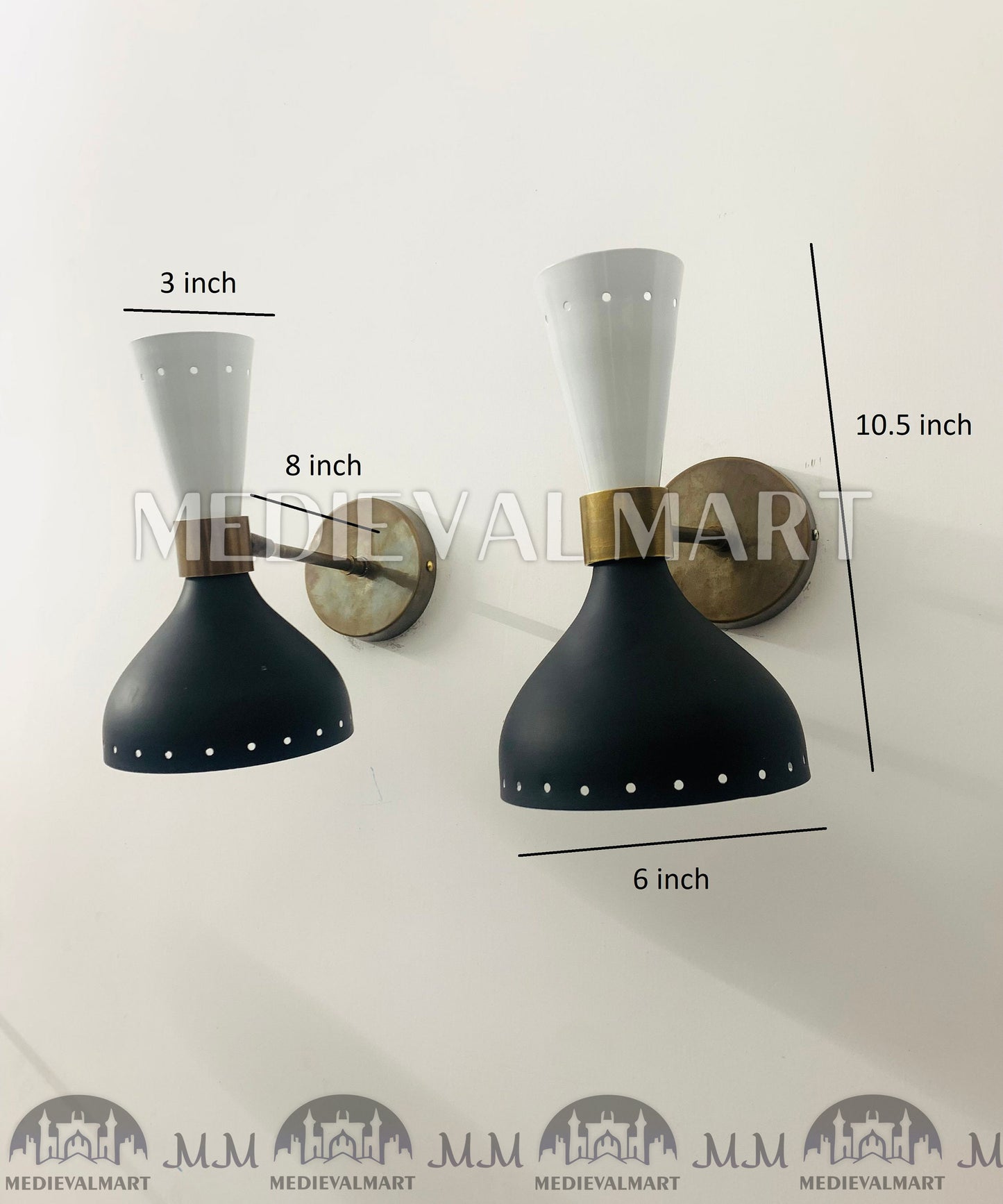 MEDIEVALMART Mid Century Modern Wall Lamp Handmade Brass Wall Fixture