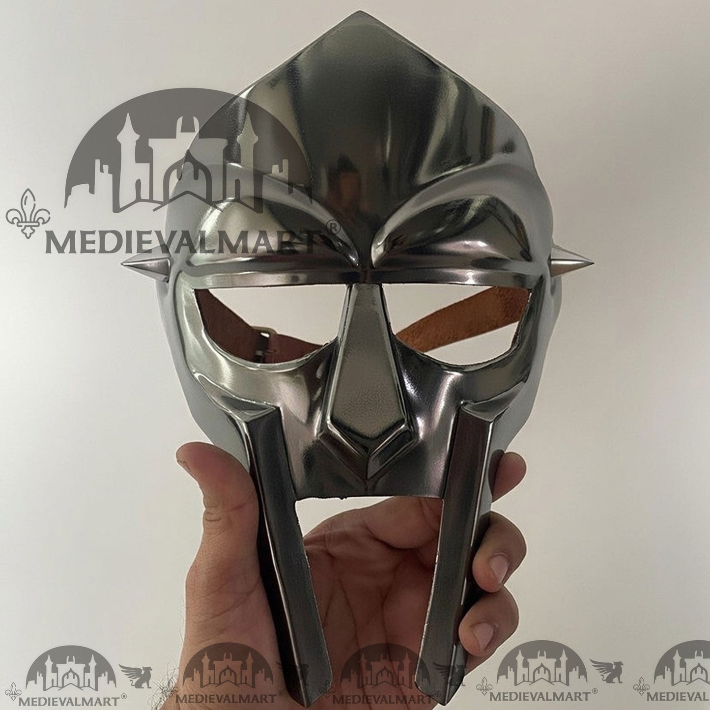 MEDIEVALMART MF DOOM Mask Mad-villain Grey Finish Steel Face Armor