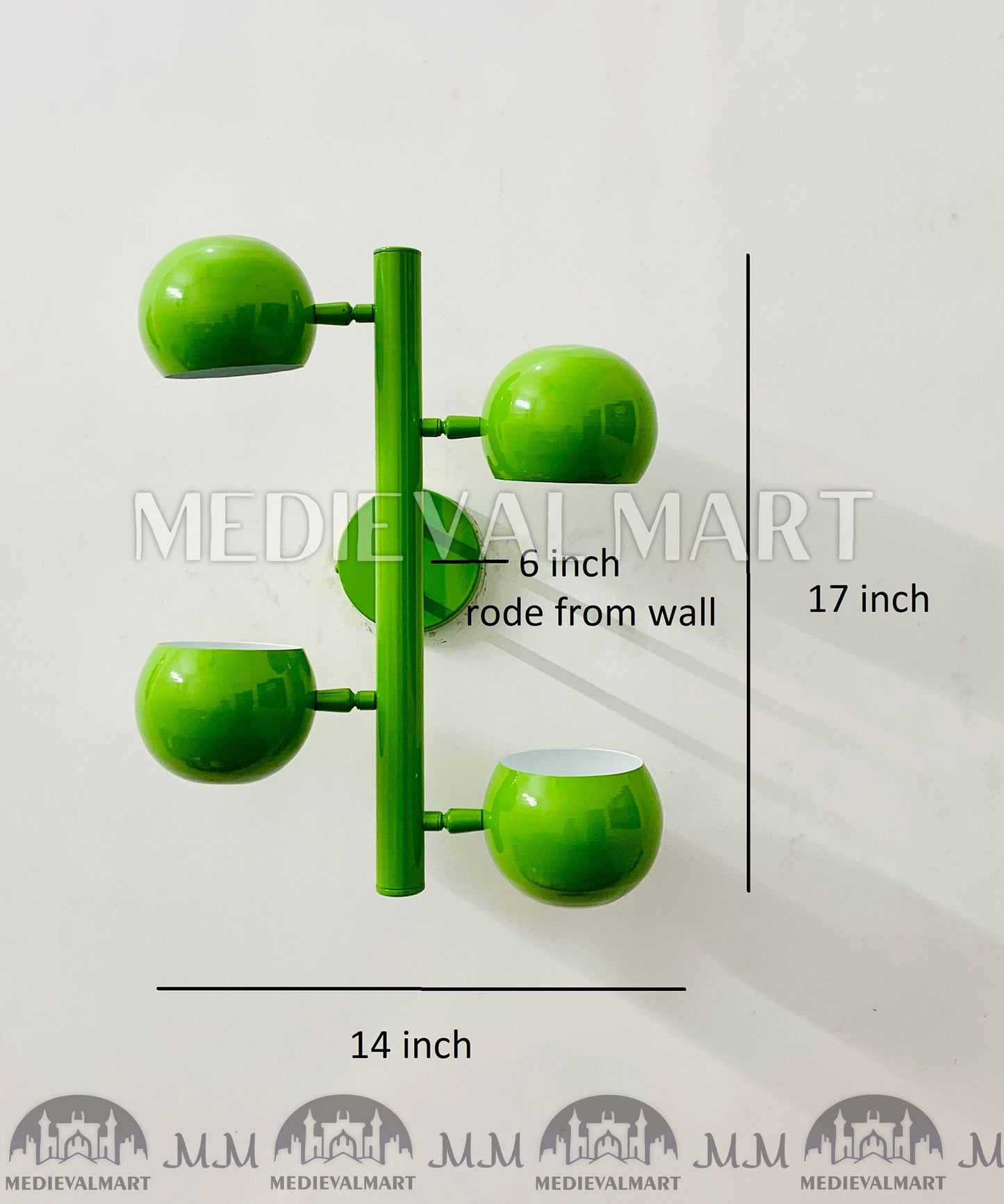 MEDIEVALMART Mid Century Green Brass Wall Sconce: Italian Diabolo Style Light