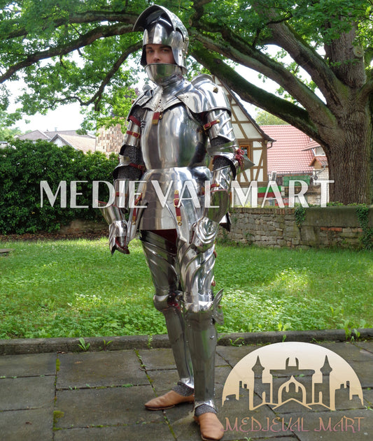 MEDIEVALMART 15th Century Gothic Full Plate Armor | Medieval Knight Suit For Reenactment & Cosplay