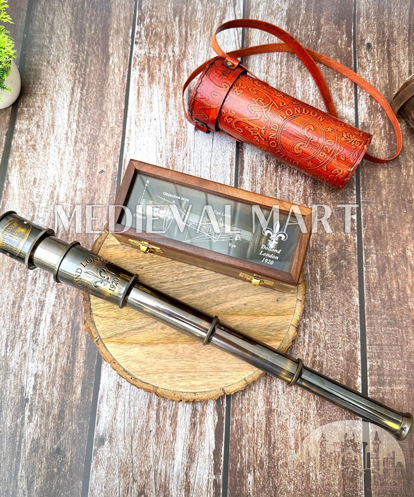 MEDIEVALMART Nautical Royal Marine Brass Telescope Steampunk Gift, Fathers Day Gift
