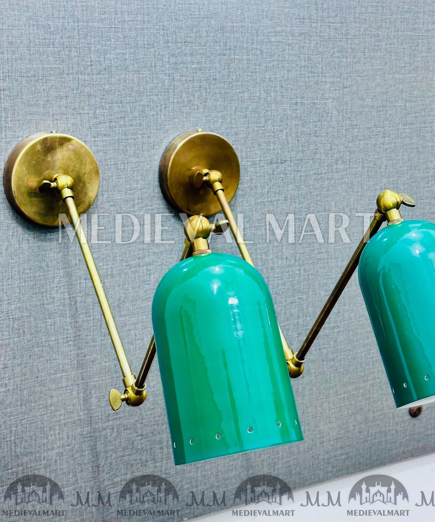 MEDIEVALMART Mid-Century Italian Brass Diabolo Wall Sconce - Bedside Lamp (Set of Two)