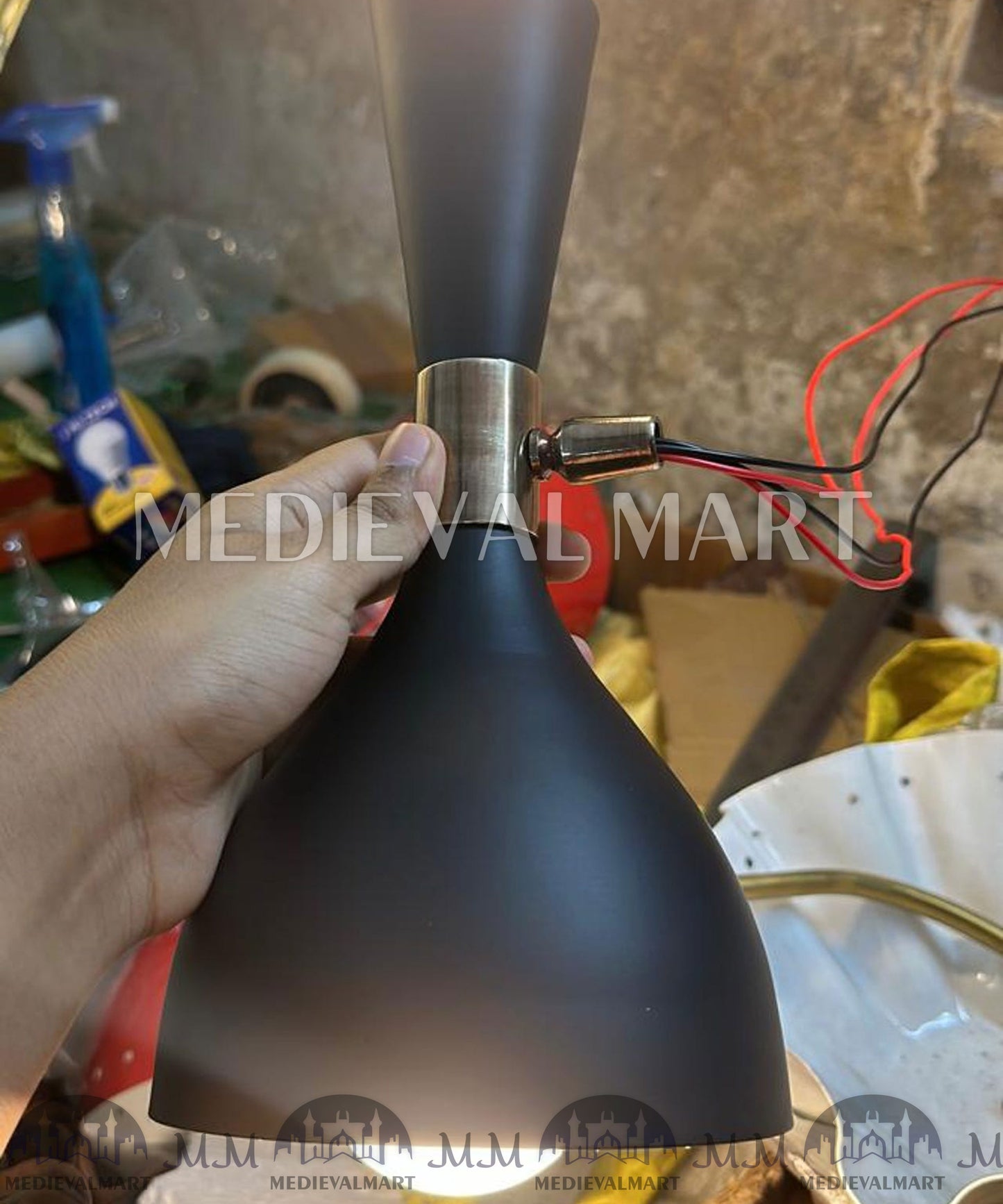 MEDIEVALMART Mid Century Italian Brass Wall Sconce Pair Adjustable Stilnovo Lighting