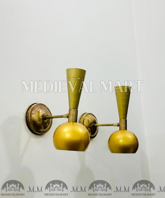 MEDIEVALMART Mid Century Handmade Brass Wall Sconces: Mid-Century Modern Italian Style