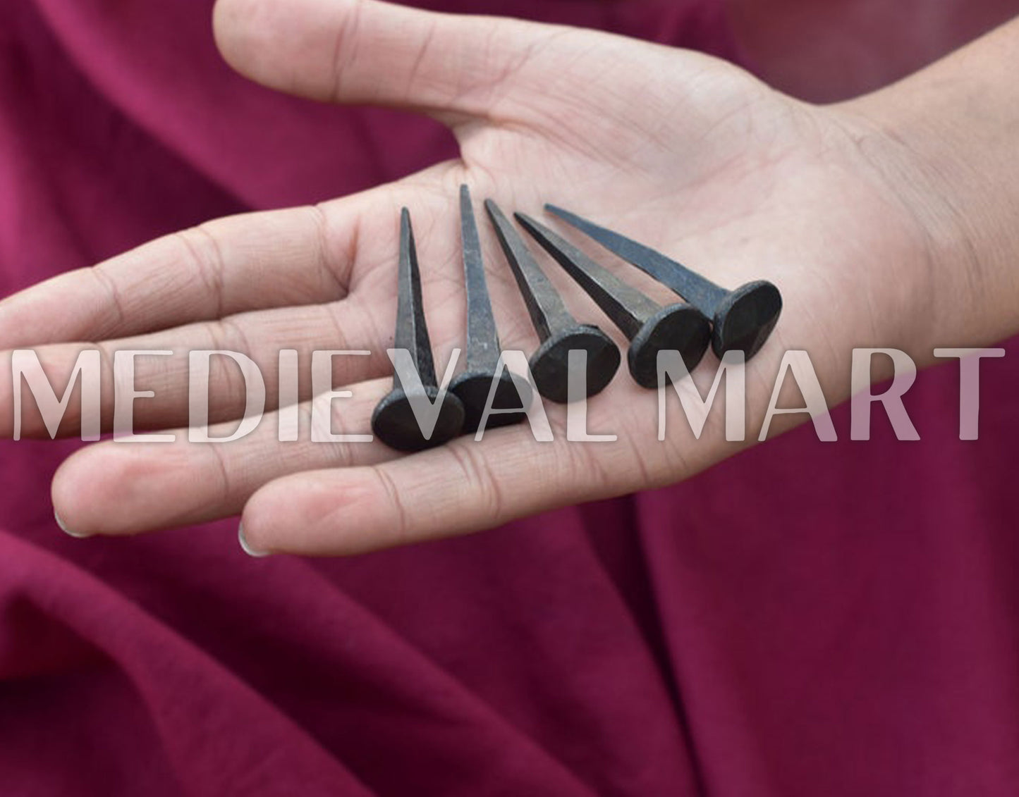 MEDIEVALMART Hand Forged Medieval iron Nail Set Of 5.