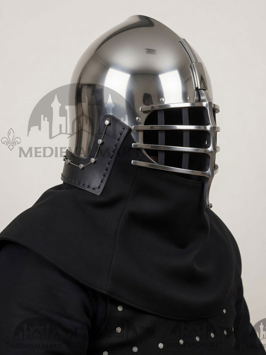 MEDIEVALMART Casque à Bacinets à Côtes de Loup Médiéval Pour HMB; SCA, Béhourd