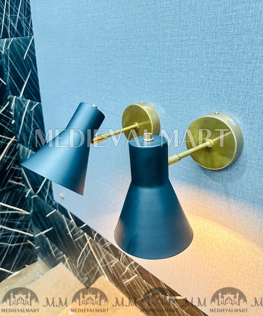 MEDIEVALMART Mid-Century Modern Brass Wall Sconce: Industrial Vanity Lighting