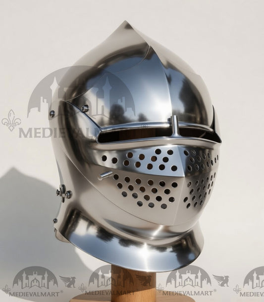 MEDIEVALMART Casque Salade Gothique Européen XVe Siècle Chevalerie Chrétienne GN ; SCA