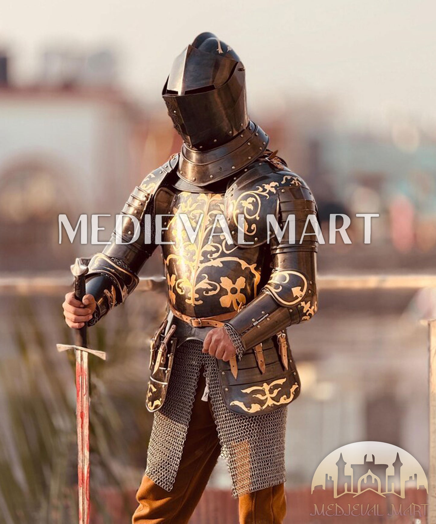 MEDIEVALMART Anton Peffenhauser's Competition Knight Steel Half Body Armor Suit