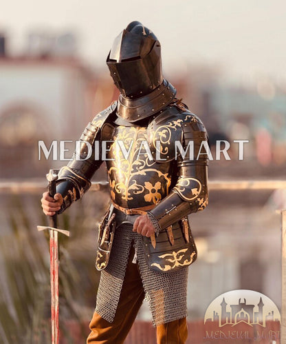MEDIEVALMART Anton Peffenhauser's Competition Knight Steel Half Body Armor Suit