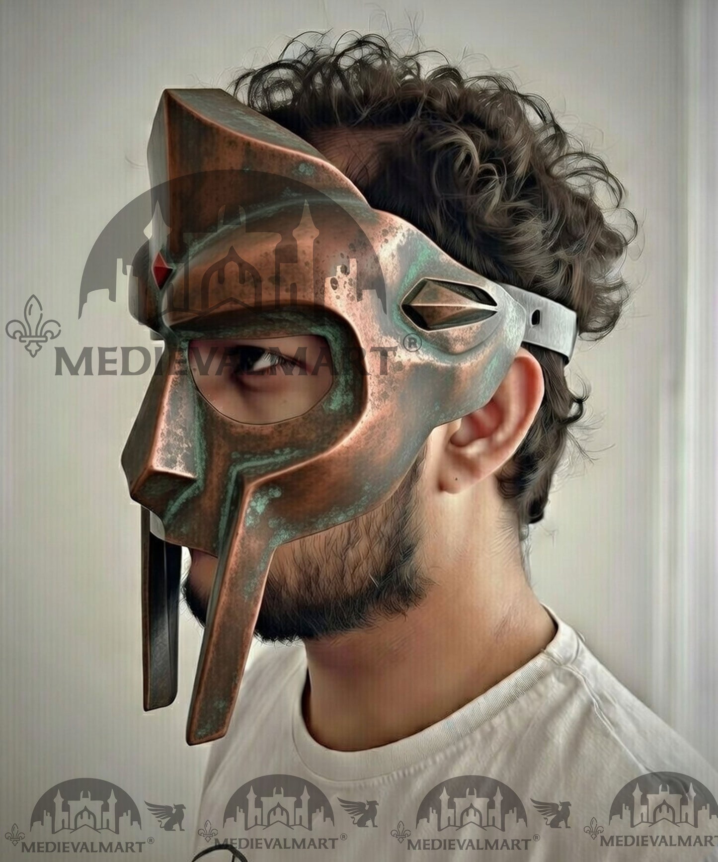 MEDIEVALMART PREMIUM MF DOOM Mask Mad Villain Patina Bronze Finish Steel Face Armor