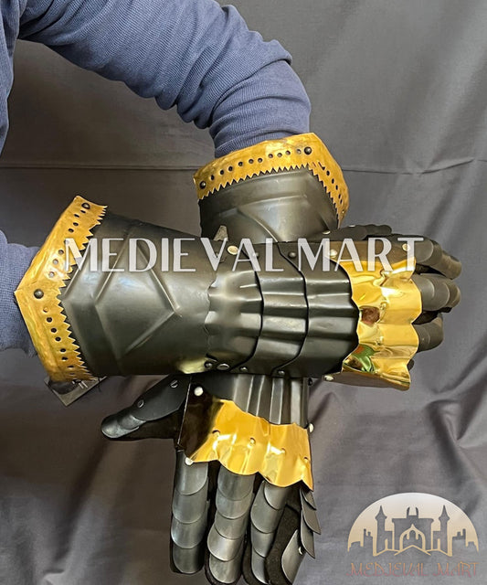 MEDIEVALMART LOTR Medieval Dark Wolf Fantasy Witcher Gauntlet - Cosplay Gloves Armor