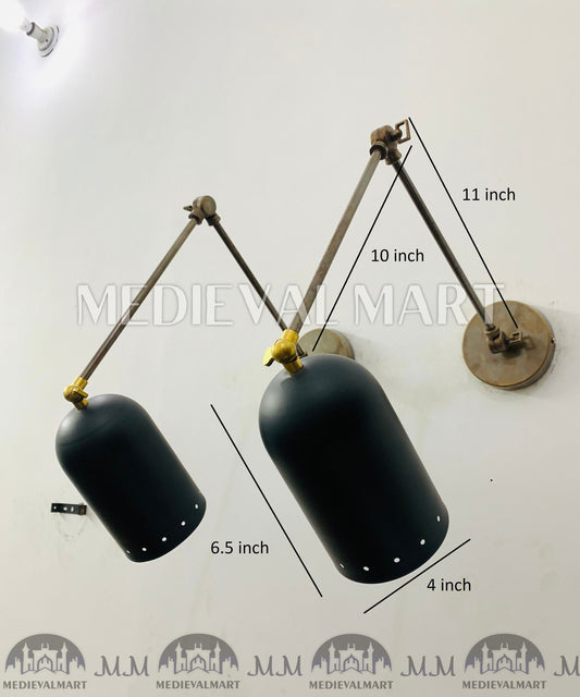 MEDIEVALMART Mid Century 1950's Italian Stilnovo Sconce Lighting Pair Reading Lamp Fixture