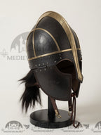 MEDIEVALMART Anglo Saxon Vendel Helmet – Medieval Viking Helmet with Brass Trim for Reenactment