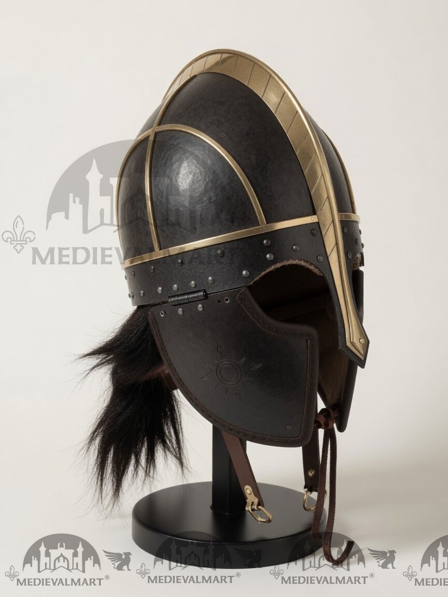 MEDIEVALMART Anglo Saxon Vendel Helmet – Medieval Viking Helmet with Brass Trim for Reenactment