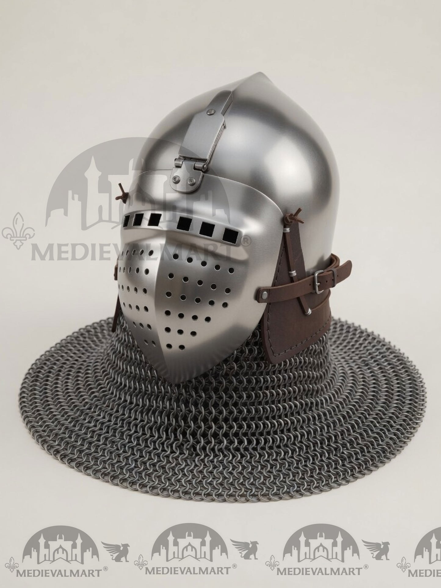 MEDIEVALMART 14th-Century Medieval LOB Nurnberg Klappvisor Combat Helmet