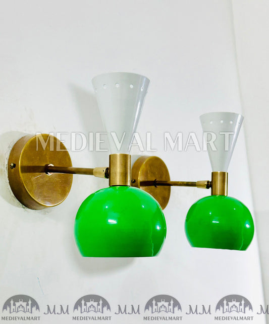 MEDIEVALMART Mid Century Italian Wall Sconce Diabolo Modern Wall Light, Dual Tone Brass