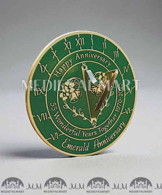 MEDIEVALMART 55th "Wonderful Years" Emerald Anniversary Sundial Clock Best Gift For Anniversary Day