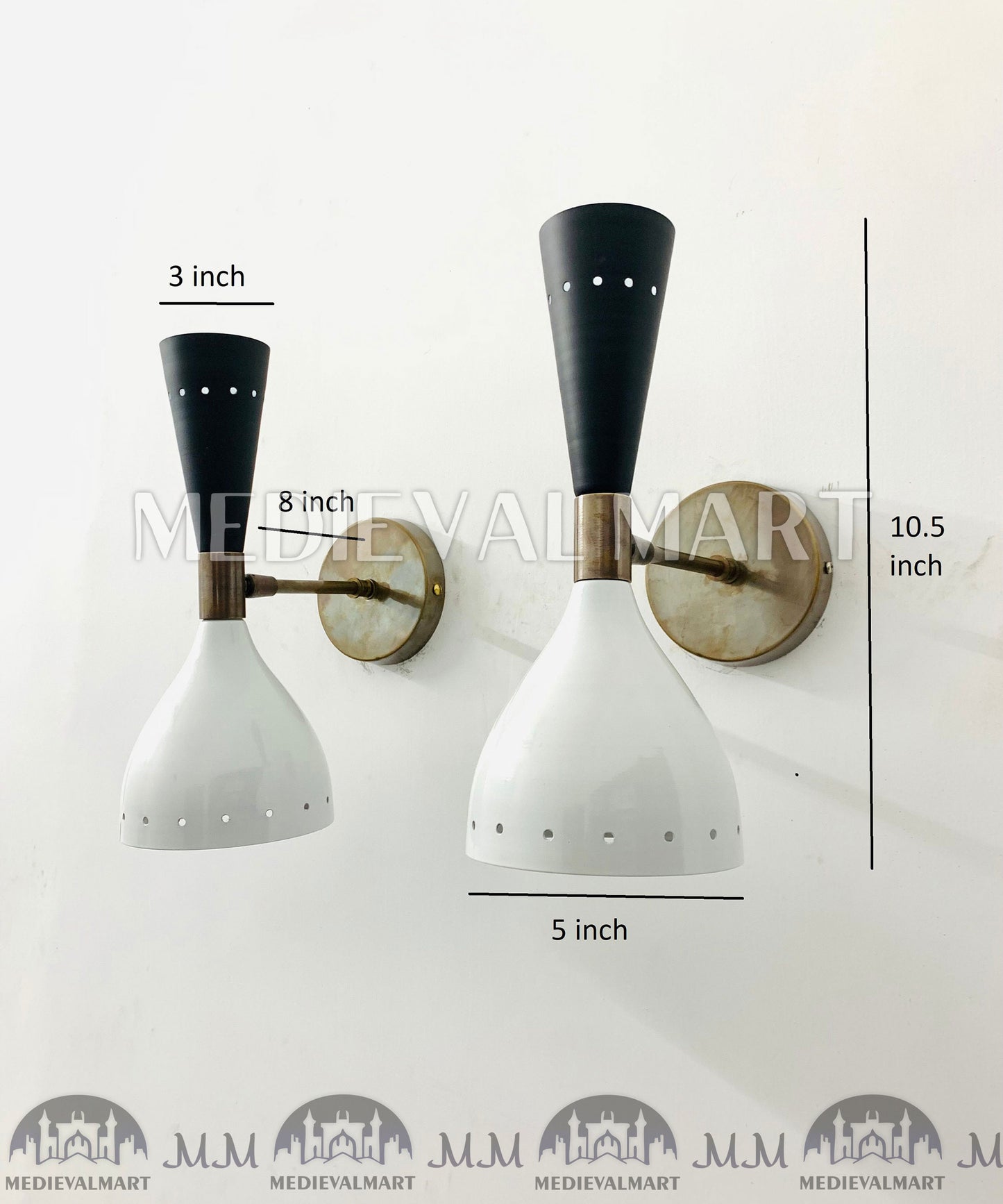 MEDIEVALMART 1950's Mid Century Wall Sconce Diabolo Pair of Modern Italian Wall Lights Fixture