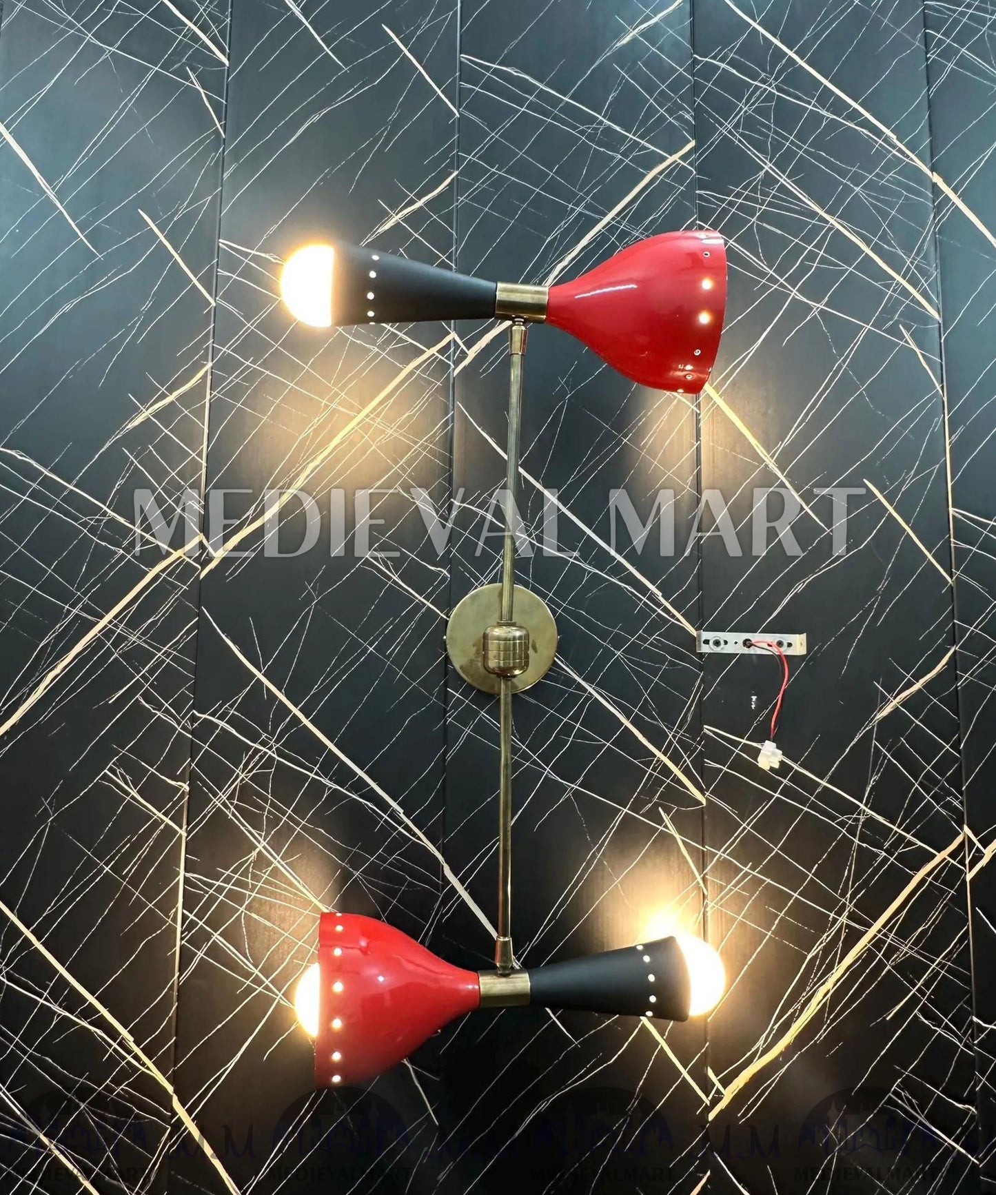 MEDIEVALMART Mid Century Handcrafted Modern Brass Wall Sconce: Italian Lighting Fixture