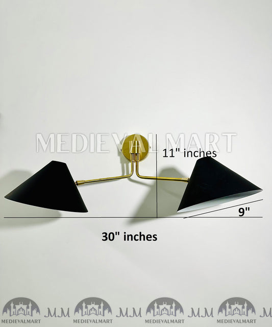 MEDIEVALMART Mid Century Brass Wall Lamp: Japanese Shade Sconce Lighting