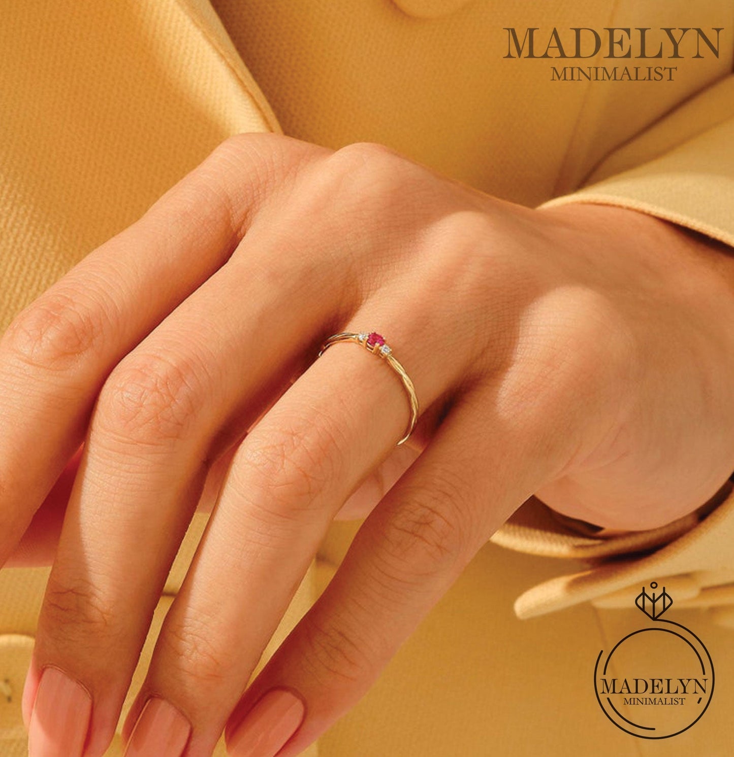 MADELYN MINIMALIST 14k Gold July Birthstone Minimalist Ring for Women | Gift for Her