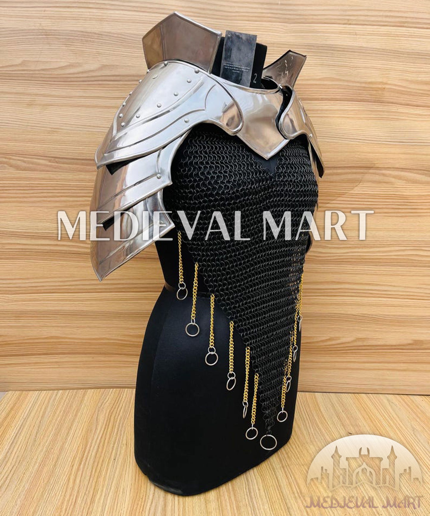 MEDIEVALMART (Isolara Dragonplate) Women’s Armor W/H Black (DragonFang) Chainmail Armor