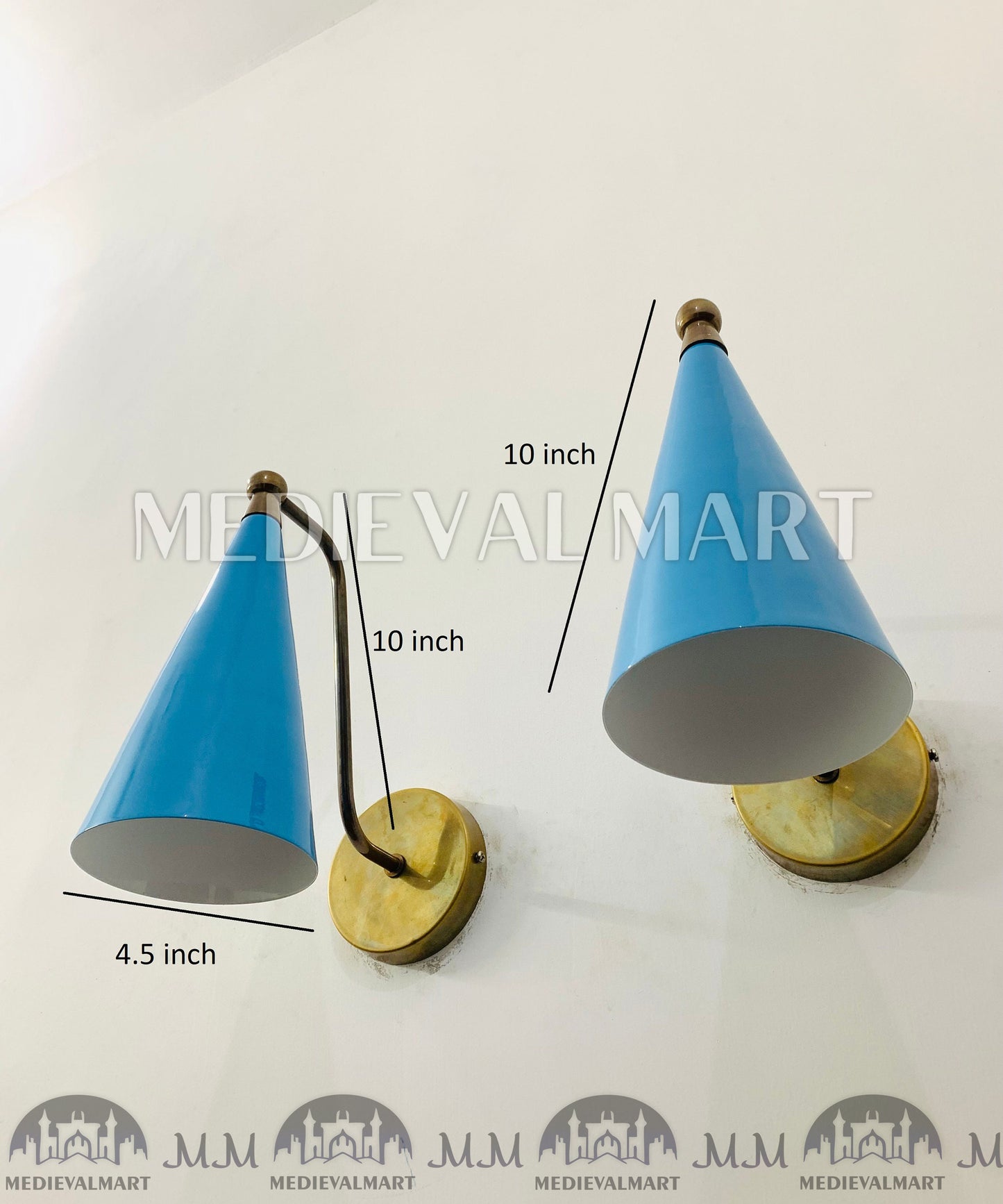 MEDIEVALMART Mid Century Italian Diabolo Cone Shape Style Wall Sconce Light