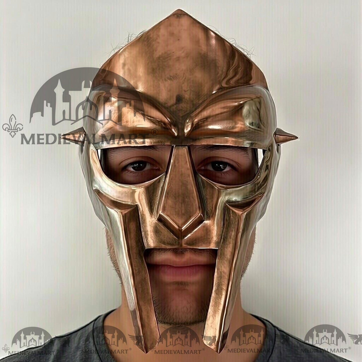 MEDIEVALMART MF DOOM Mask Mad-villain Antique Copper Finish Steel Face Armor