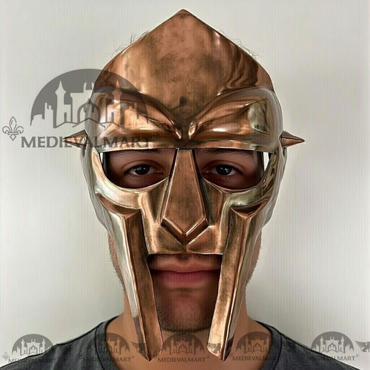 MEDIEVALMART MF DOOM Mask Mad-villain Antique Copper Finish Steel Face Armor